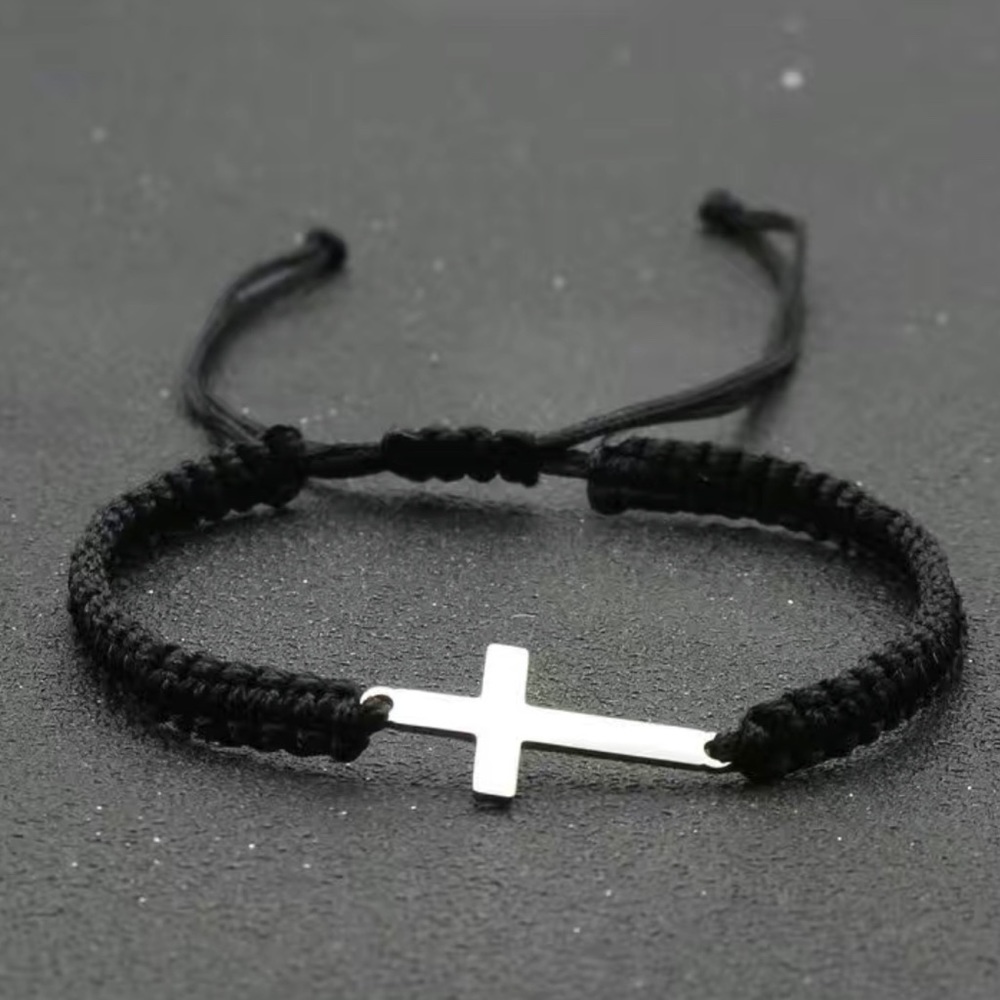 Cross bracelet black woven